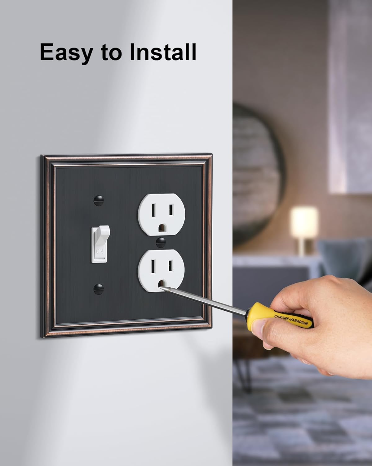 2-Pack Combo Toggle/Duplex Light Switch Cover Plate, Aged Bronze Wall Outlet Cover Plate