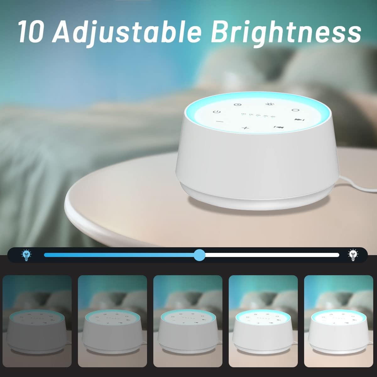 EasyHome Sleep Sound Machine White Noise Machines with 30 Soothing Sounds 12 Adjustable Night Light
