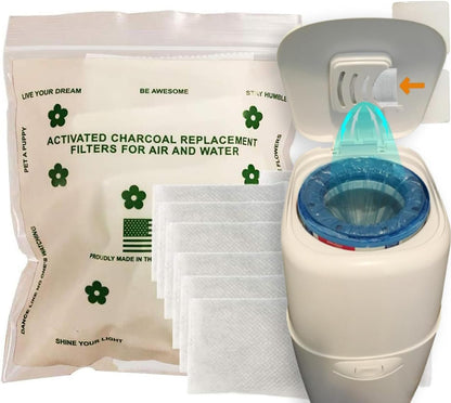 Green Piece® 24 Pack Overstuffed All-Natural Diaper Pail Deodorizer | Activated Charcoal Air
