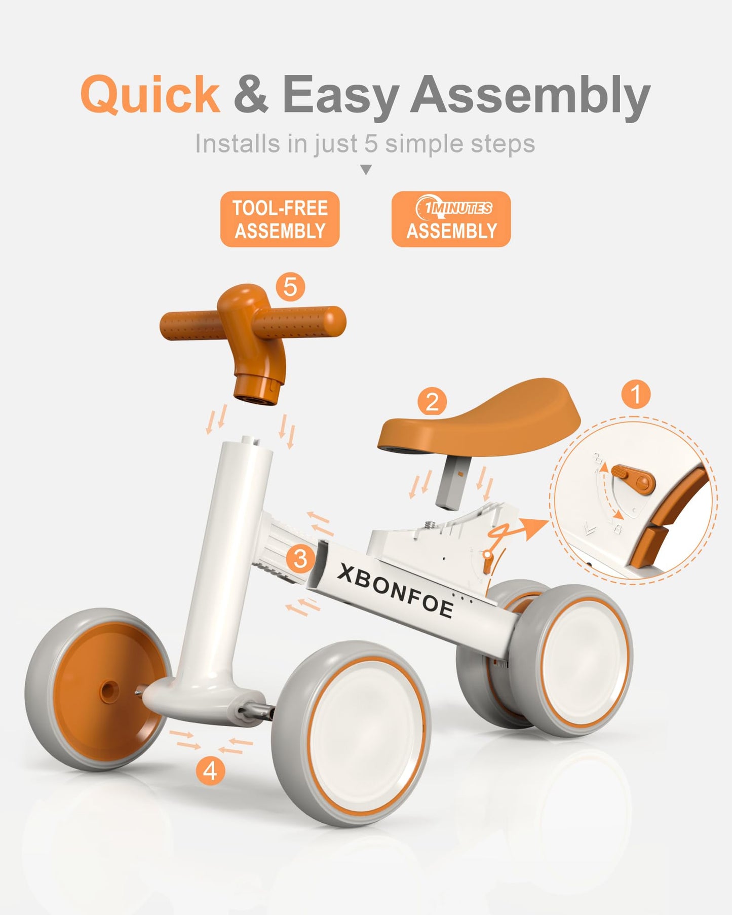 XBONFOE Baby Balance Bike for 1 Year Old Boys Girls, 10-24 Month Toddler Balance Bike, Baby Bike