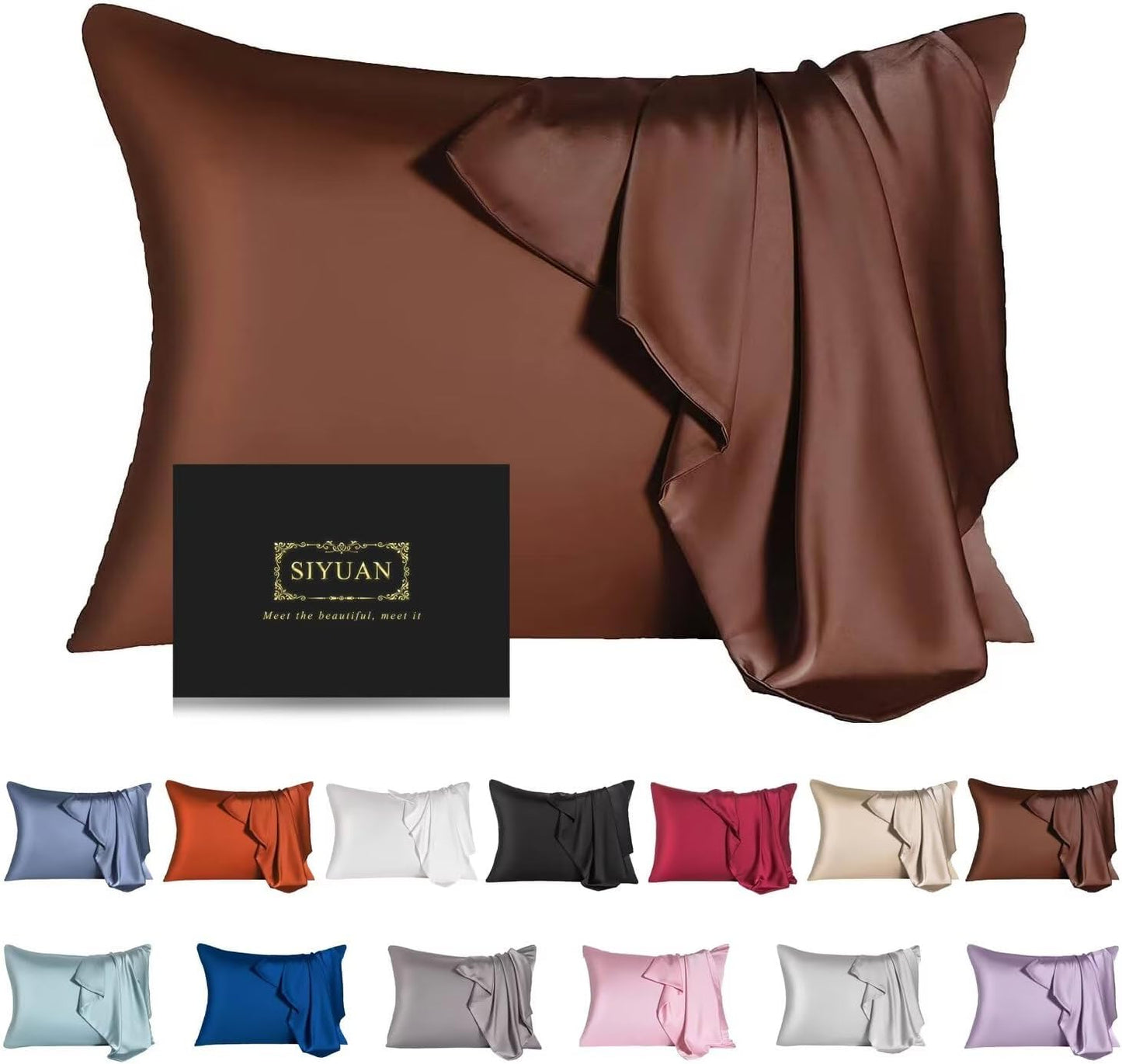 Mulberry Silk Pillowcase for Hair and Skin,Standard Size Cooling Silk Pillow Case with Hidden