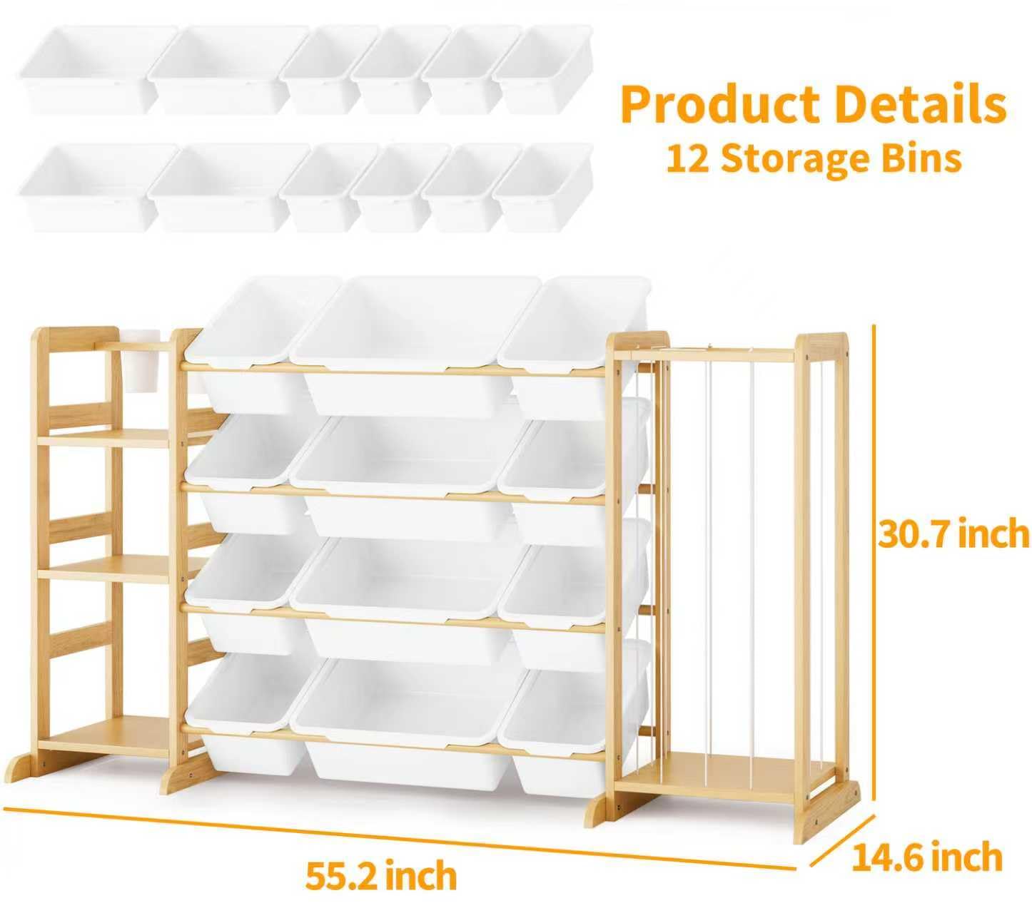 Toy Storage Organizer with Bookshelf and Stuffed Animal Storage - Kids Playroom Organization with