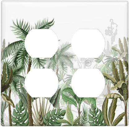 Palm Tree Banana Leaf Green Rainforest Natural Landscape Outlet Covers 2 Gang Double Duplex