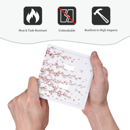 Decorative Switch Plates Sakura Plant Floral Pink Flowers 2 Gang Double Toggle Outlet Light Switch