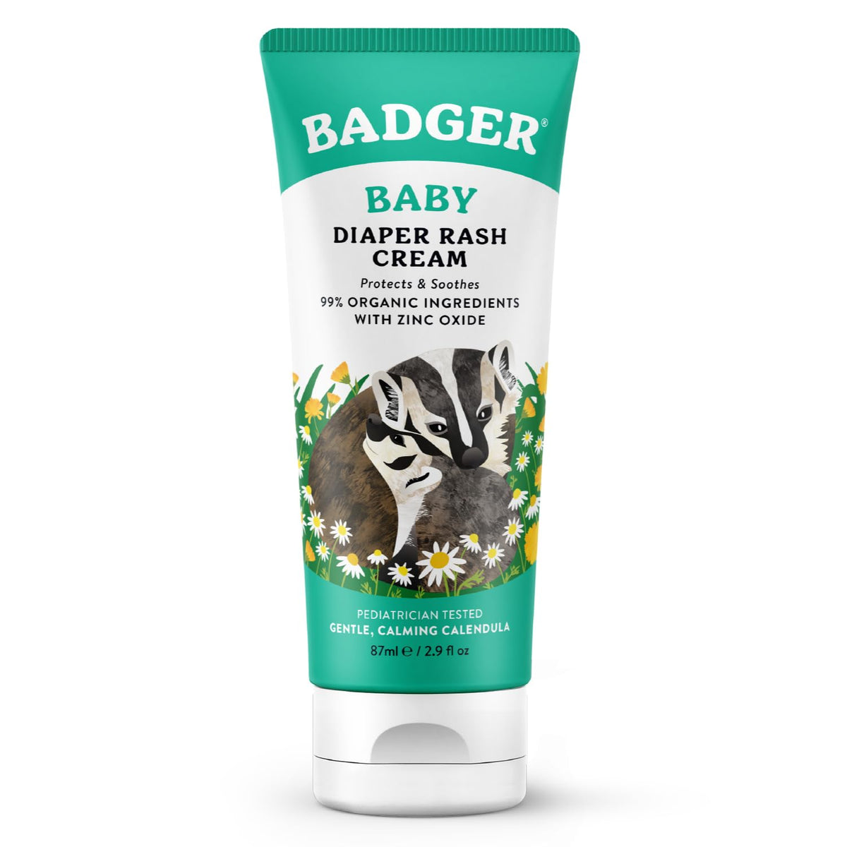 Badger Diaper Cream, 99% Organic Diaper Rash Cream for Baby, Zinc Oxide Ointment w/Soothing