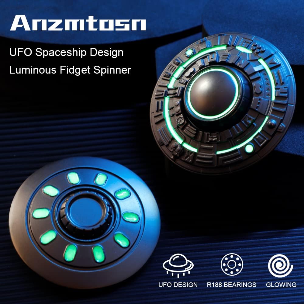 Cool Spaceship Fidget Spinners Metal, UFO Model Finger Hand Spinner, Anti Anxiety Stress Relief