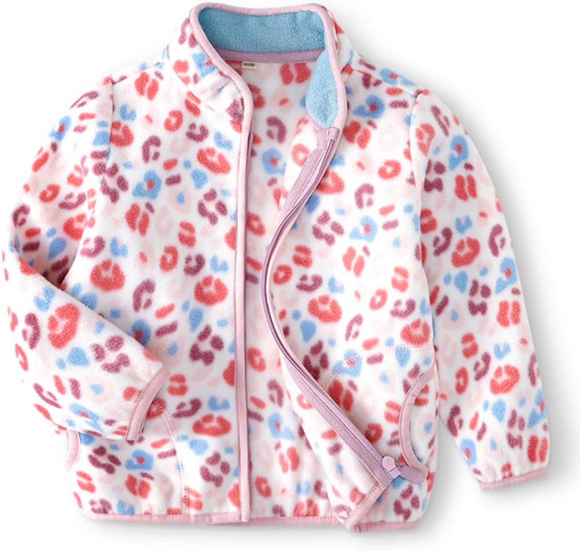 Kids Printed Polar Fleece Jacket Toddler Baby Boys Girls Autumn Winter Warm Sherpa Lining Outerwear