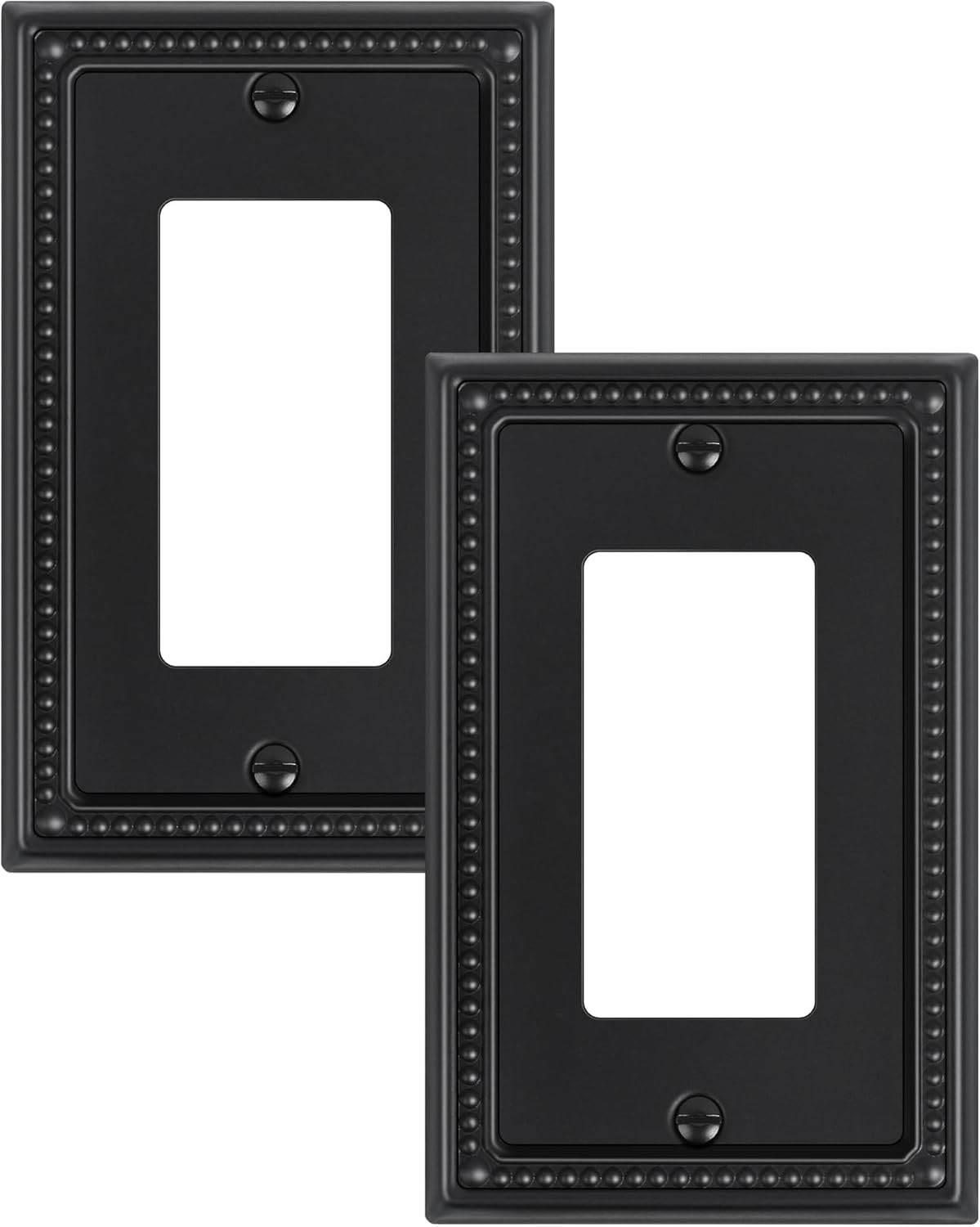 2-Pack Decorator Outlet Cover Plate, Pearls Decorative Switch Plates and Outlet Covers, Black Metal