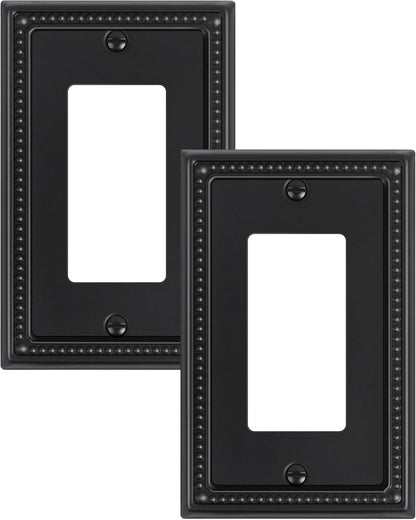 2-Pack Decorator Outlet Cover Plate, Pearls Decorative Switch Plates and Outlet Covers, Black Metal