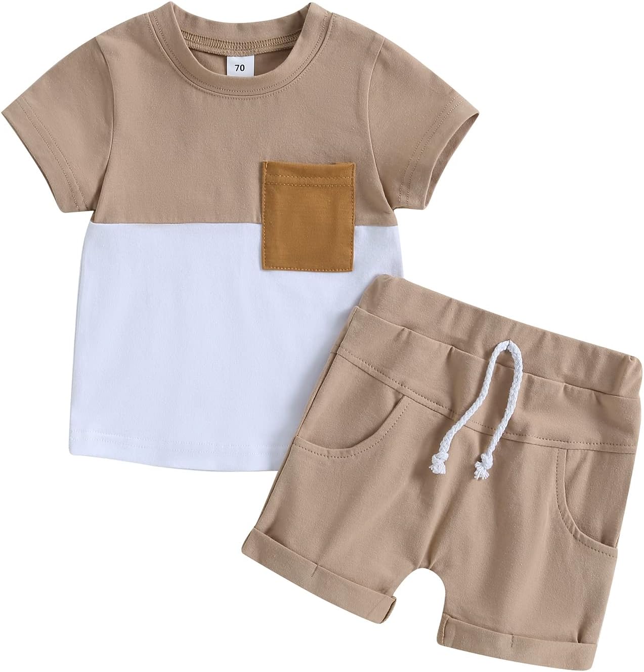 fhutpw Baby Toddler Boy Clothes Summer Outfits 6 12 18 24 Months Patchwork Short Sleeve T Shirt &