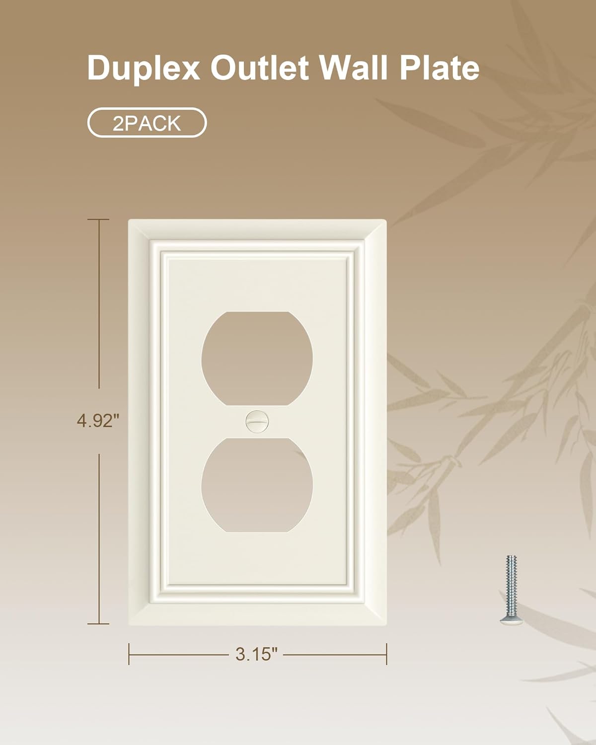 2-Pack Duplex Outlet Cover Plate, Decorative Light Almond Switch Plates and Outlet Covers, Natural