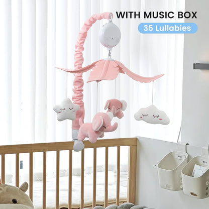 FEISIKE Crib Mobile for Girls Baby Mobiles with 3 Modes Digital Music Box（Turn Only, Music Only