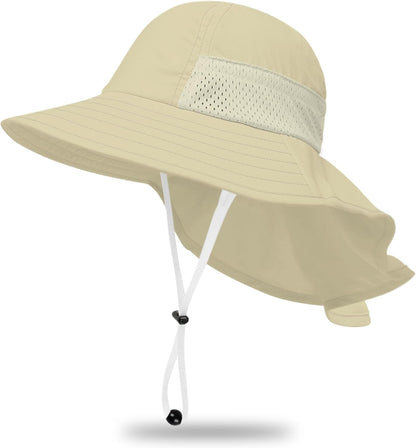 Toddler Baby Sun Hat Kids Summer UPF 50+ for Boys Girls Adjustable Beach Hats with Bucket Wide Brim