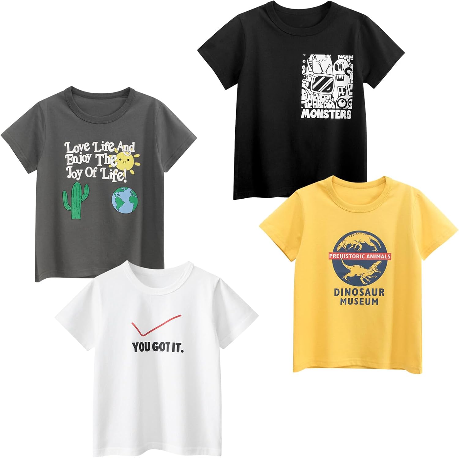 Boys' 4-Pack Excavator Short Sleeve Crewneck T-Shirts Top Tee Size 2-7 Years Toddler Boys' Value