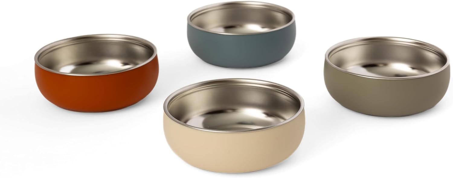 Monkey Proof™ Non-Toxic Stainless Steel Child Bowl 5” with Non-Slip Silicone Shell, (Set of 4