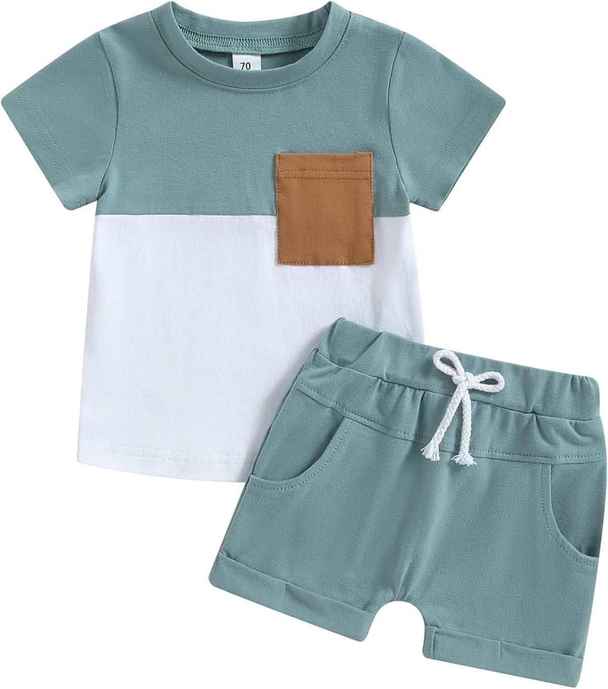 fhutpw Baby Toddler Boy Clothes Summer Outfits 6 12 18 24 Months Patchwork Short Sleeve T Shirt &