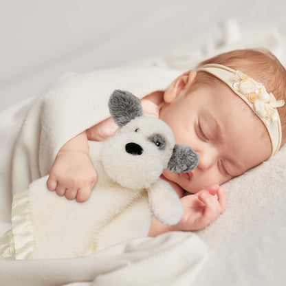 Dog Baby Security Blanket Soft Unisex Lovey Stuffed Animal with Satin Backing for Toddler Infant