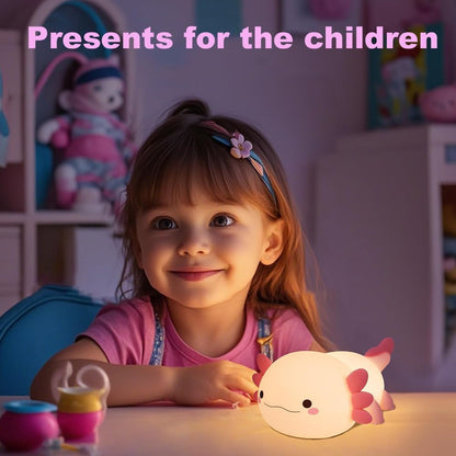 Cute Axolotl Night Light for Kids Bedroom, Animal Silicone Nursery Night Lamp Touch Control