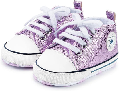 Unisex Baby Girls Boys Canvas High-top Shoes, Newborn Infant Anti-Slip Soft Sole Frist Walking
