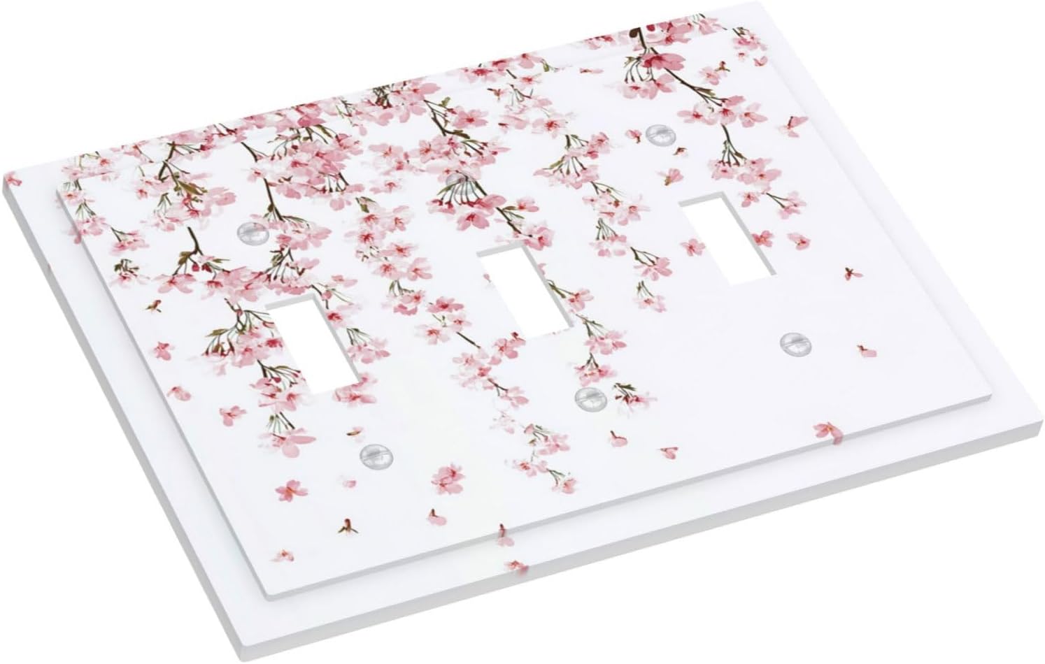 Decorative Switch Plates Sakura Plant Floral Pink Flowers 3 Gang Wall Plate Triple Toggle Light