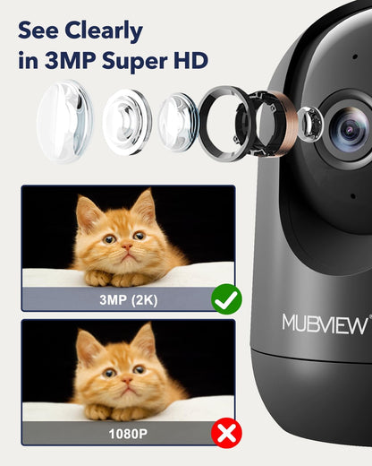 MUBVIEW Cameras for Home Security, Indoor Security Camera, 2.4/5GHz WiFi Wired Camera Ideal for