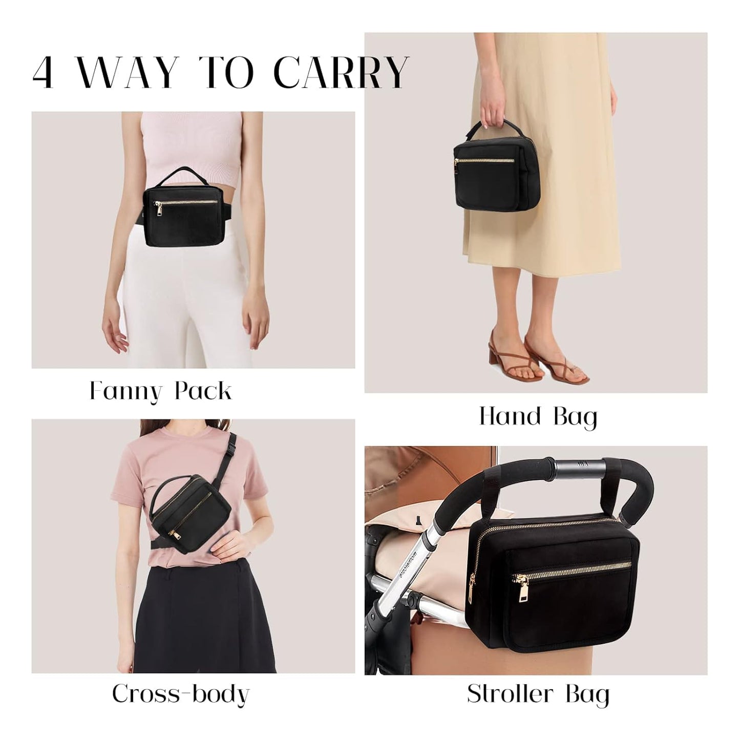 printe Small Diaper Bag with Portable Changing Pad, Crossbody Fanny Pack with Wipes Pocket for