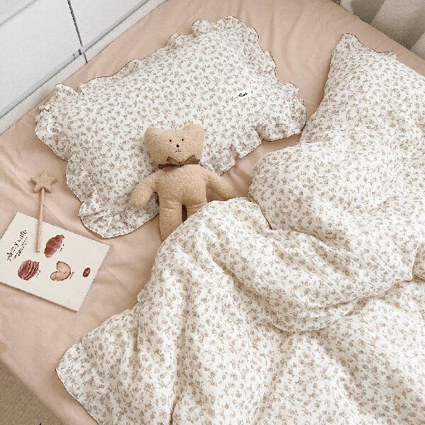 BuLuTu Camellia Floral Print Pillowcase King Muslin Cotton Pillow Case Chic Shabby Pillow Cover