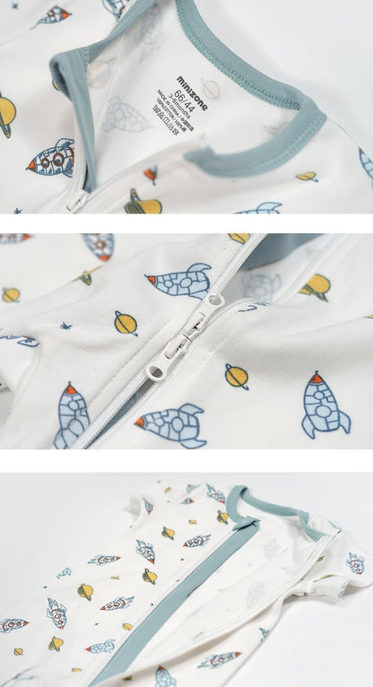 Teach Leanbh Baby Boys Girls 2 Pack 2 Way Zipper Footless Pajamas Cotton Short Sleeve Printing
