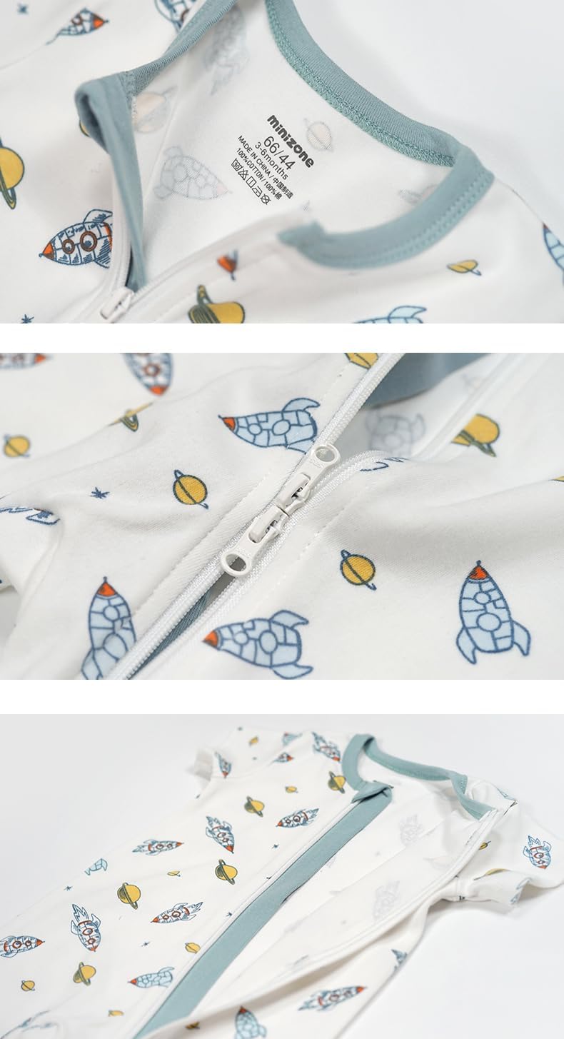 Teach Leanbh Baby Boys Girls 2 Pack 2 Way Zipper Footless Pajamas Cotton Short Sleeve Printing