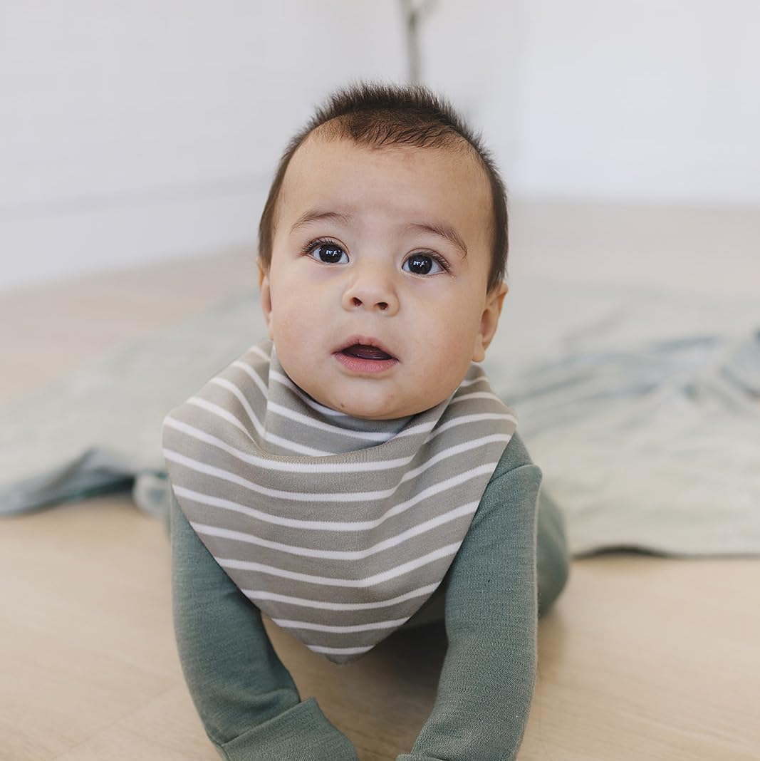 Woolino Merino Wool Baby Bibs - Highly Absorbent Bandana Bib with Cotton Outer Layer and Merino