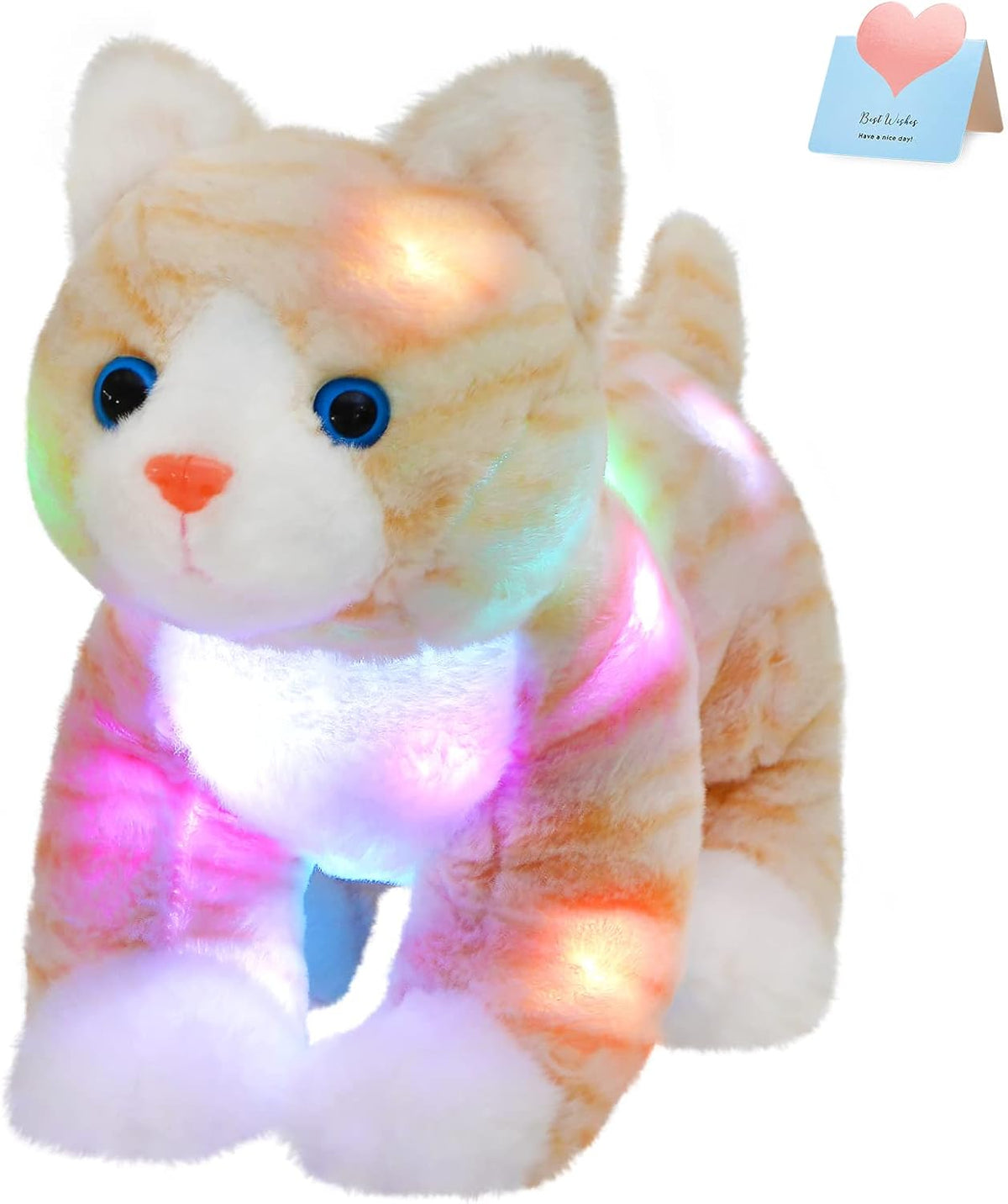 Glow Guards 14'' Light up Kitty Stuffed Animal Soft Realistic Cat Plush Toy with LED Night Lights
