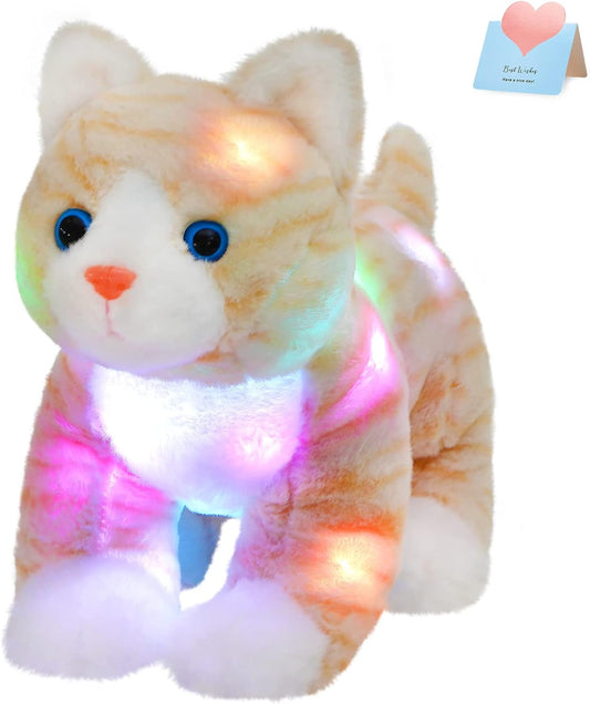 Glow Guards 14'' Light up Kitty Stuffed Animal Soft Realistic Cat Plush Toy with LED Night Lights