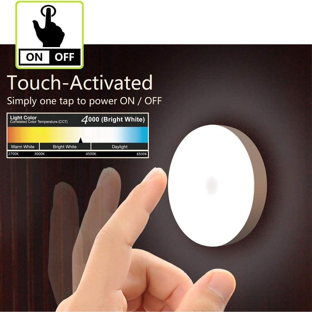 Mini Touch Light, Rechargeable Battery Operated Closet Lights Wardrobe Lights, Magnetic Stick-on