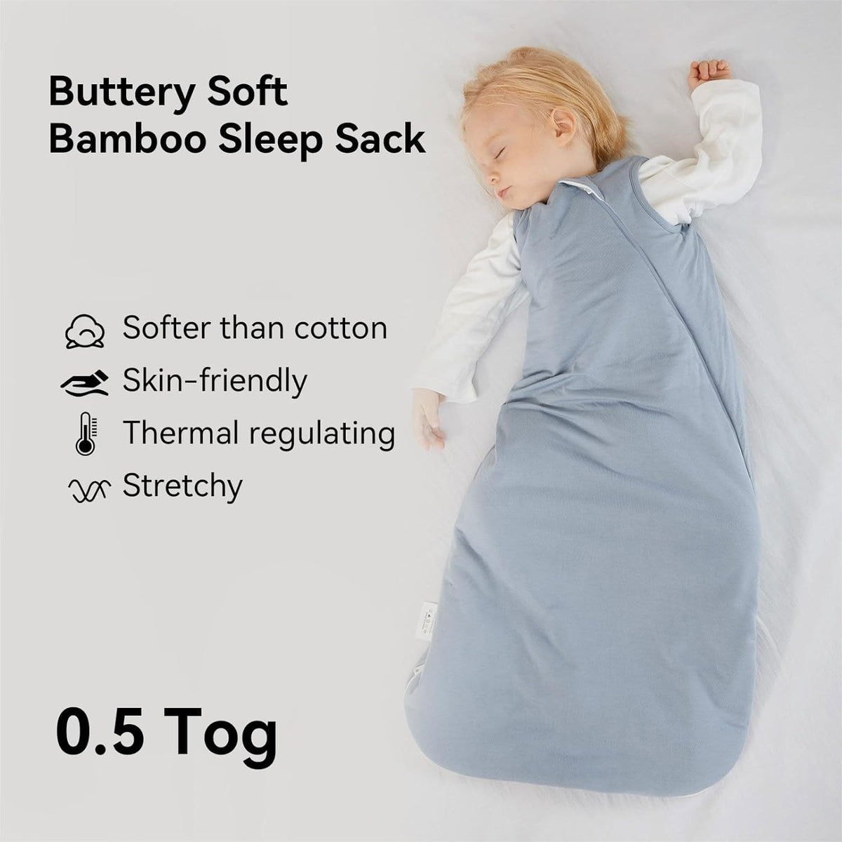 BubblePanda Rayon Made from Bamboo Sleep Sack 6-12 Months 0.5 Tog Soft Lightweight Toddler Sleep