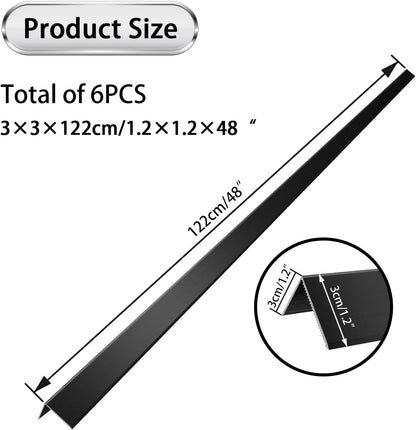 6PCS 1.2x1.2x48” Aluminum Alloy Metal Wall Corner Protectors 20Ga Thickness Black Color Wall Corner