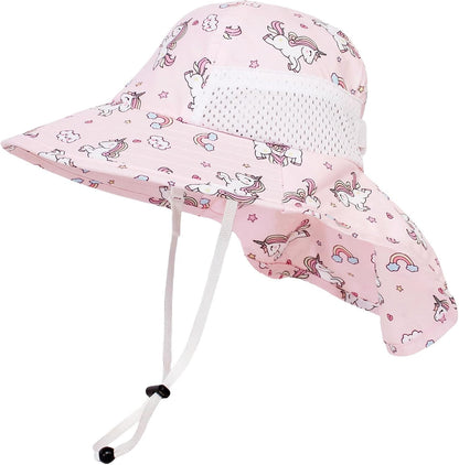 CHUNG Baby Sun Protection Hat Summer Toddler Adjustable UPF 50+ Wide Brim Neck Flap Beach Caps Boys