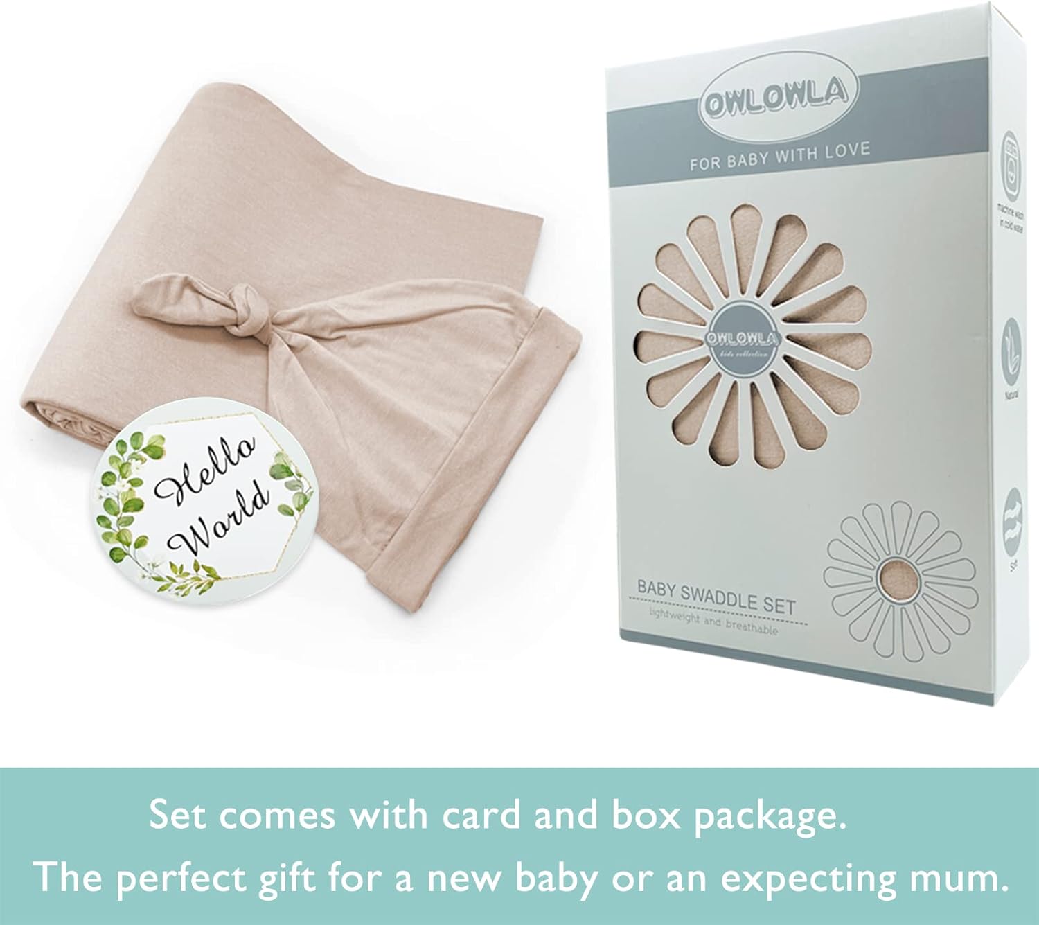 OWLOWLA Swaddle Blanket and Hat Set Newborn Swaddle Wrap Baby Receiving Blanket for Baby Boys