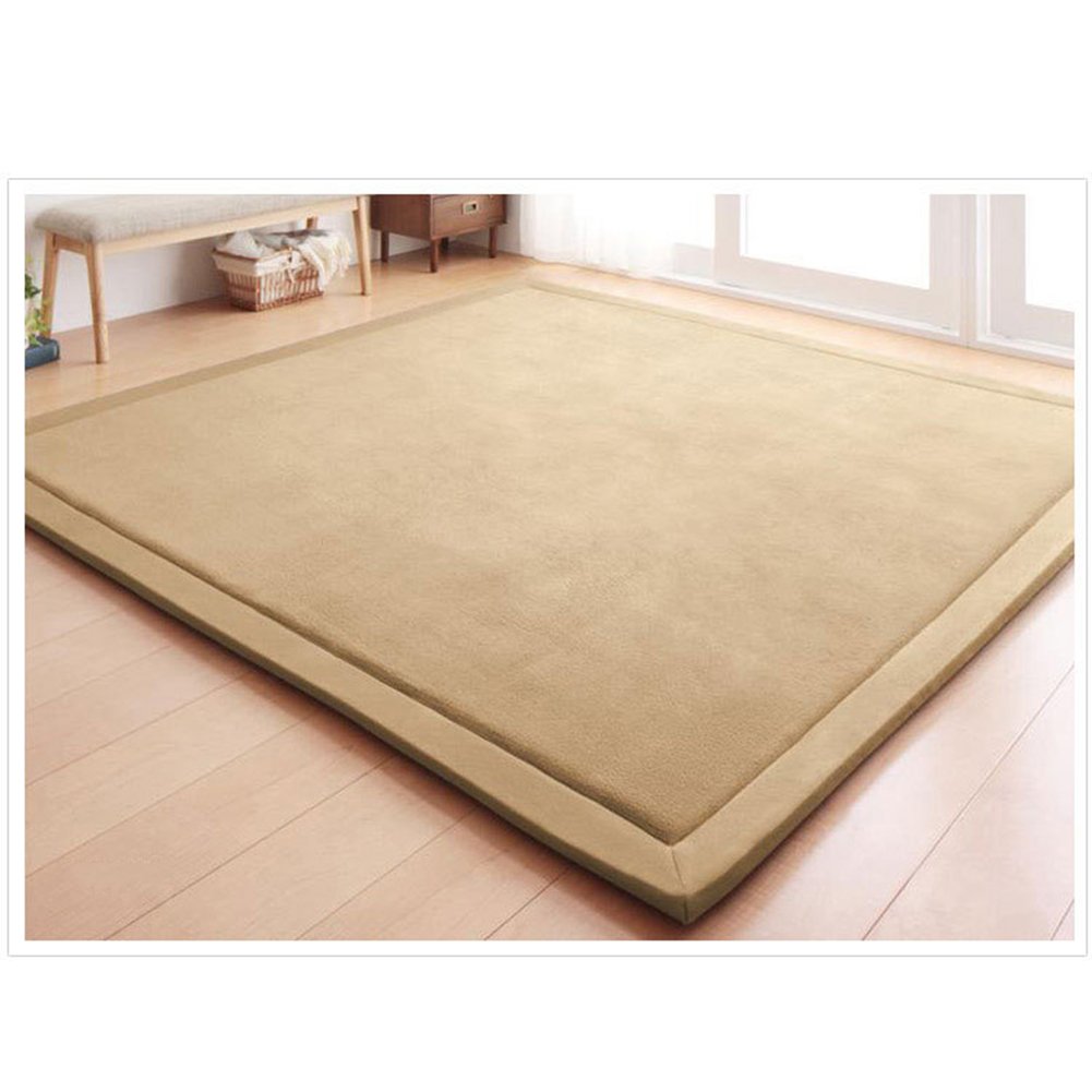 Loartee Nursery Rug Coral Velvet Crawling Area Rug (6'8"x9'2", Brown) for Toddler Children Play