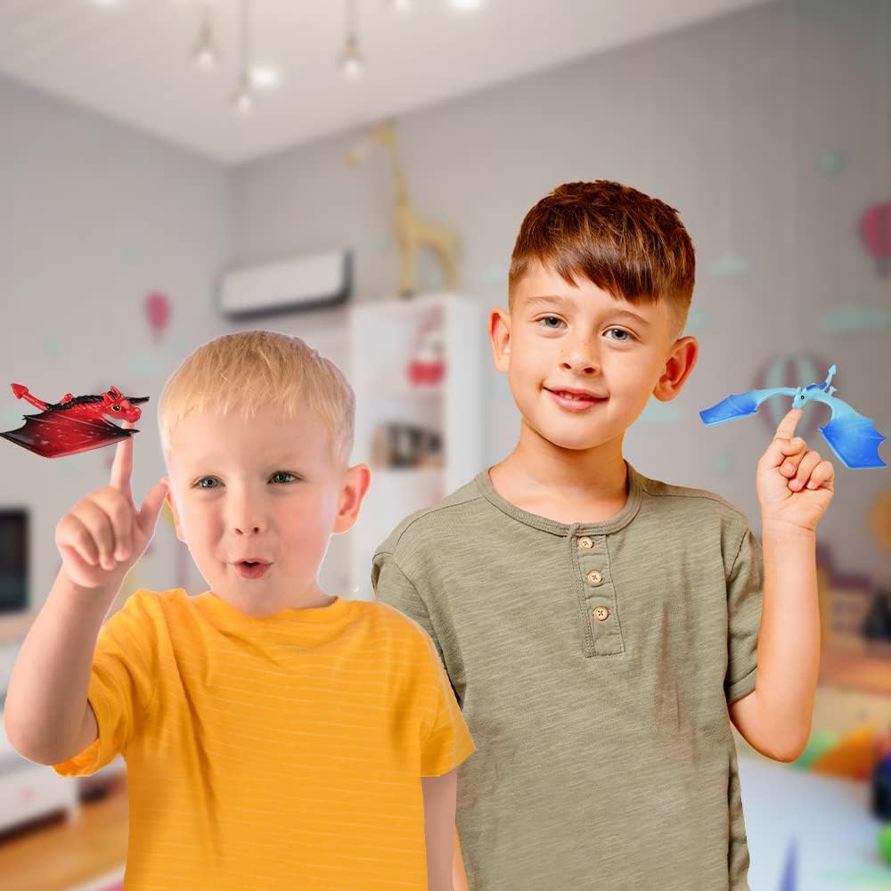 ArtCreativity Balance Dragon Toy Figures - Set of 2 with Pyramid Stands - Stress Relief Fidget Desk