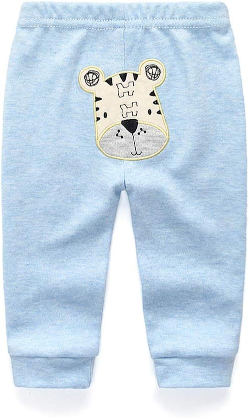 Unisex Newborn Baby Cotton 4-Pack Pants Embroidery Pringting Casual Leggings 0-24 Months for Boys
