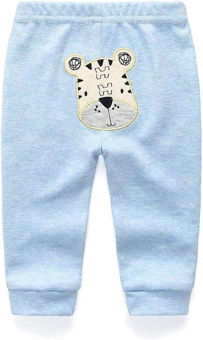 Unisex Newborn Baby Cotton 4-Pack Pants Embroidery Pringting Casual Leggings 0-24 Months for Boys