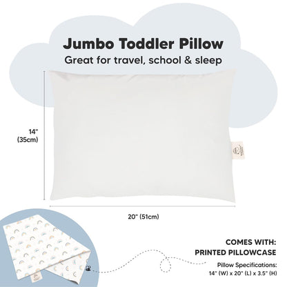 KeaBabies Toddler Pillow with Pillowcase, Jumbo 14X20 - Soft Organic Cotton Toddler Pillows for