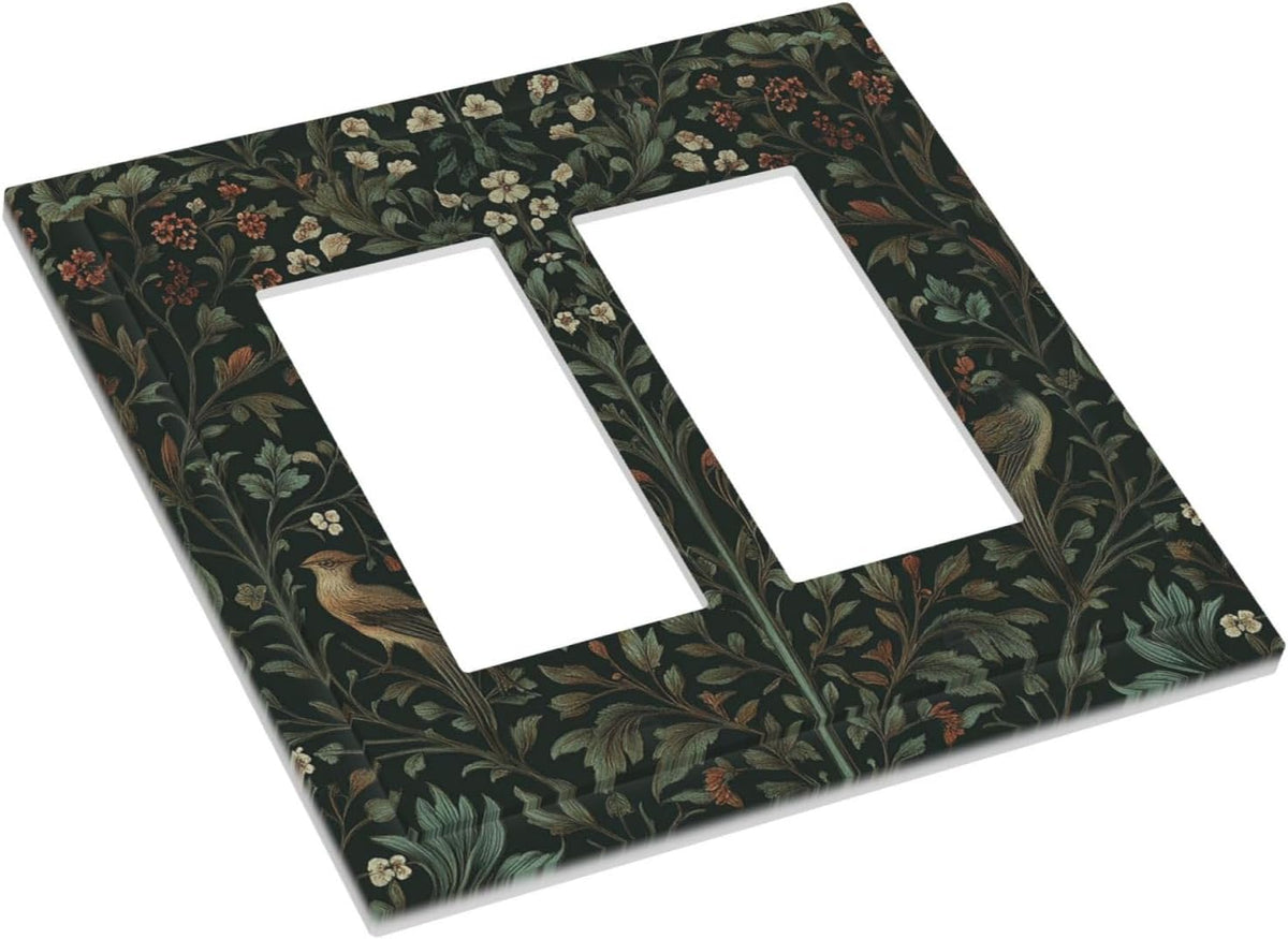 Decorative Outlet Covers Vintage Morris Colorful Flower Green Leaf 2 Gang Double Gfci Rocker