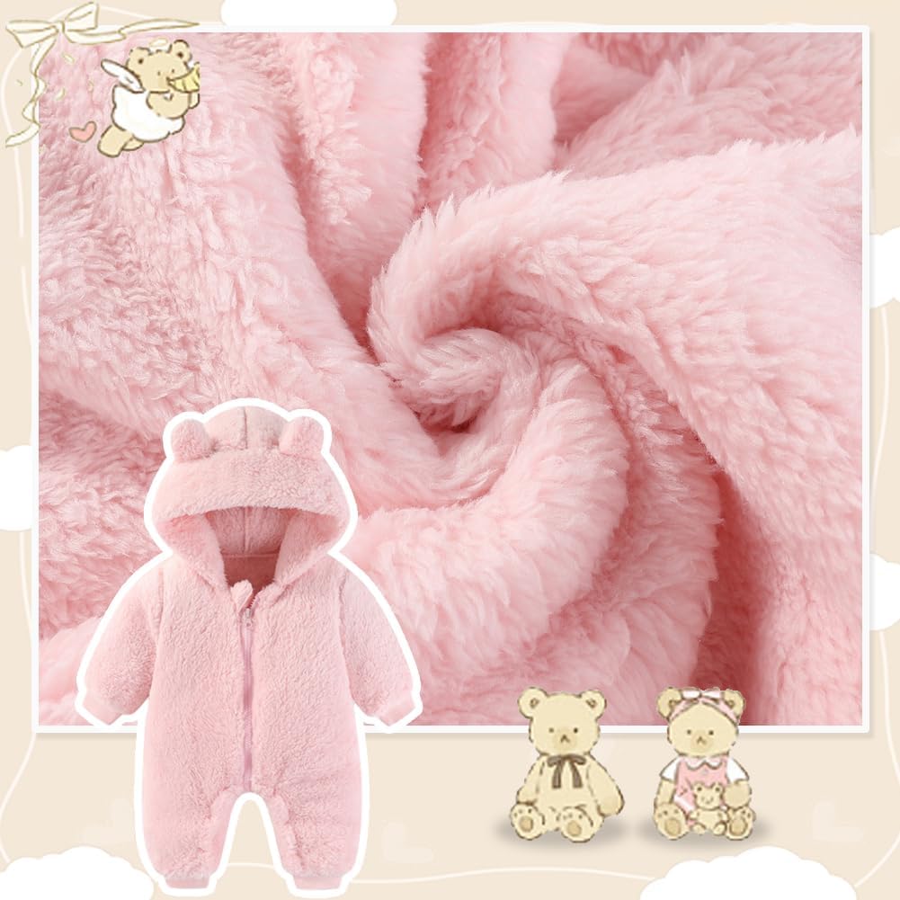 UVIPC Baby Newborn Bear Outfit Fleece Snowsuit Winter Clothes Hooded Jumpsuit Romper for Baby boy