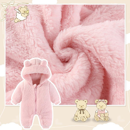 UVIPC Baby Newborn Bear Outfit Fleece Snowsuit Winter Clothes Hooded Jumpsuit Romper for Baby boy