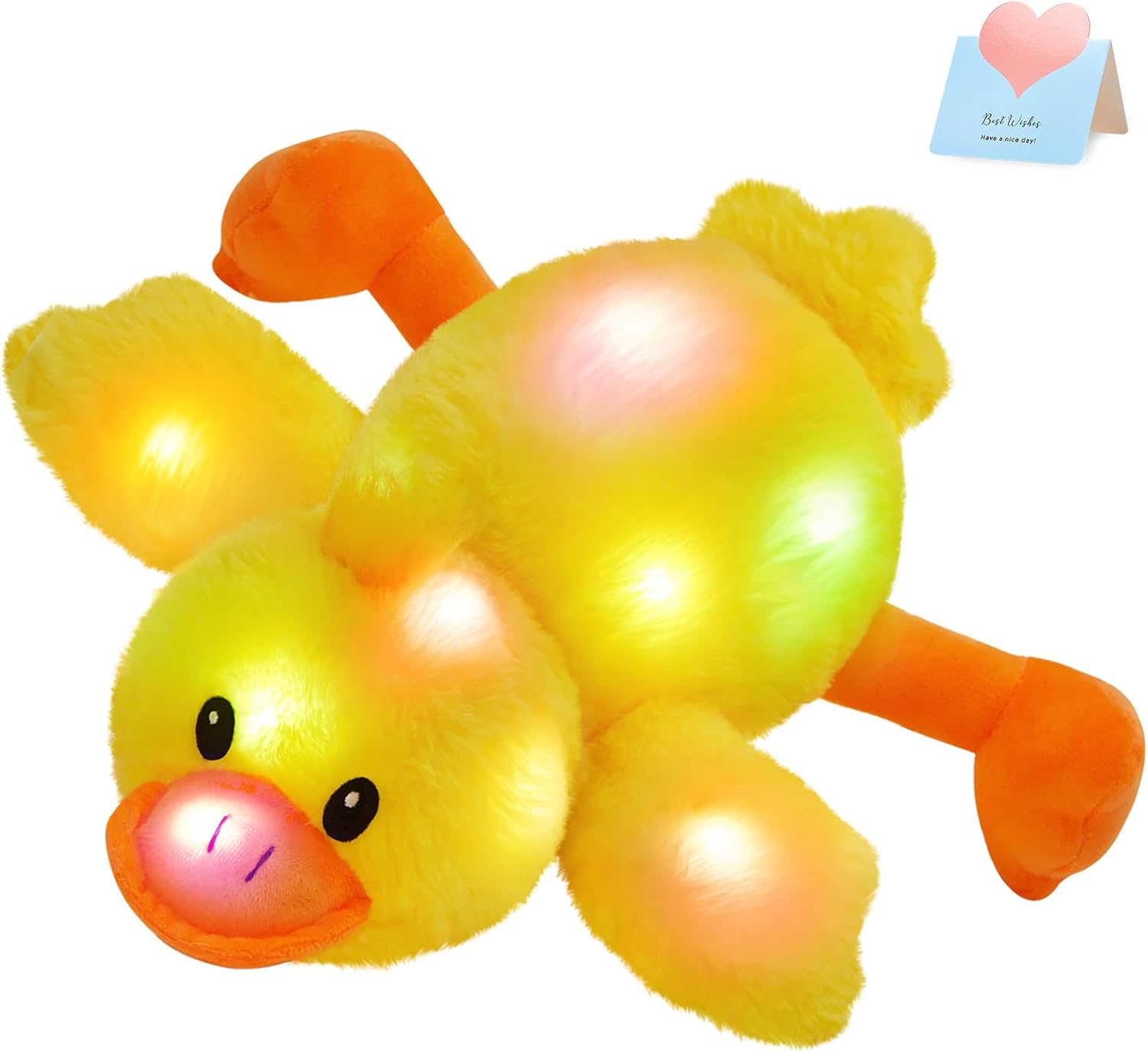 Glow Guards 12'' Light up Yellow Duck Stuffed Animal Soft LED Night Light Glowing Plush Toy Pillow