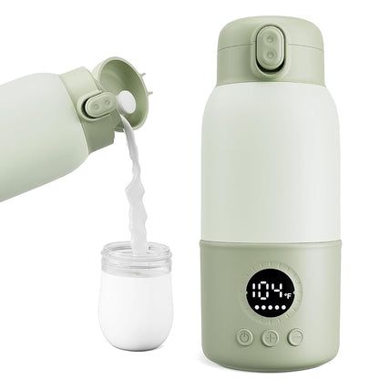 Portable Bottle Warmer for Travel, 2-Min Fast Heating Baby Bottle Warmer,12.8oz Formula Container