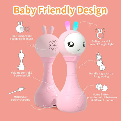 alilo Yoyo Talking Bunny Baby Musical Light-Up Rattle Toys 0-6-12-18 Months, Voice Mimicking Toy
