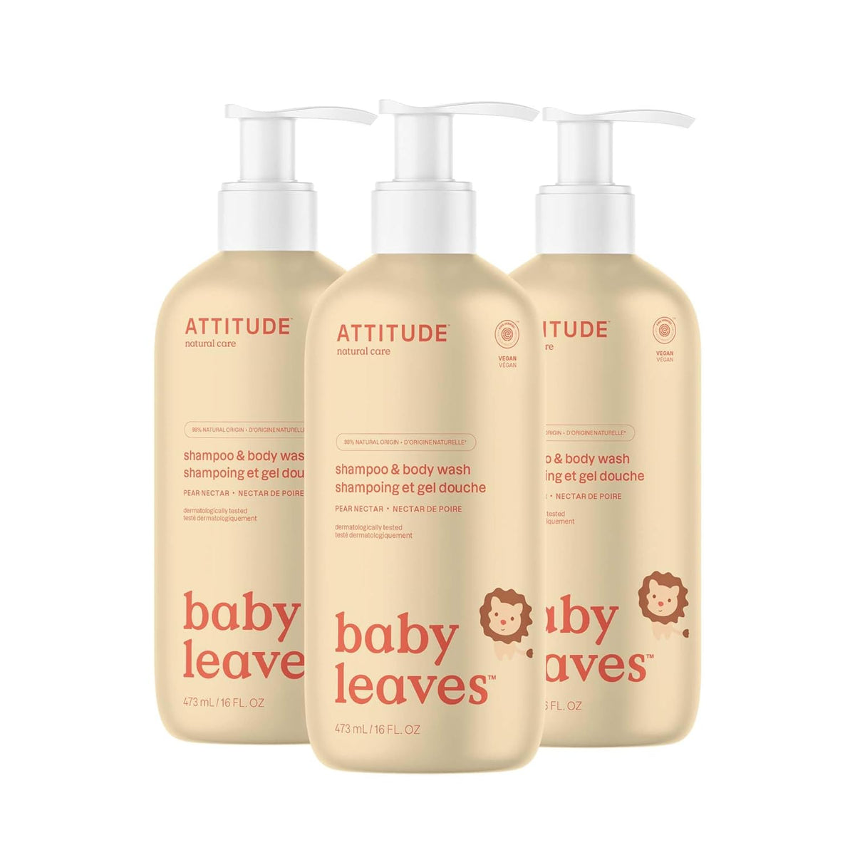 ATTITUDE 2-in-1 Shampoo and Body Wash for Baby, EWG Verified, Dermatologically Tested, Vegan, Pear