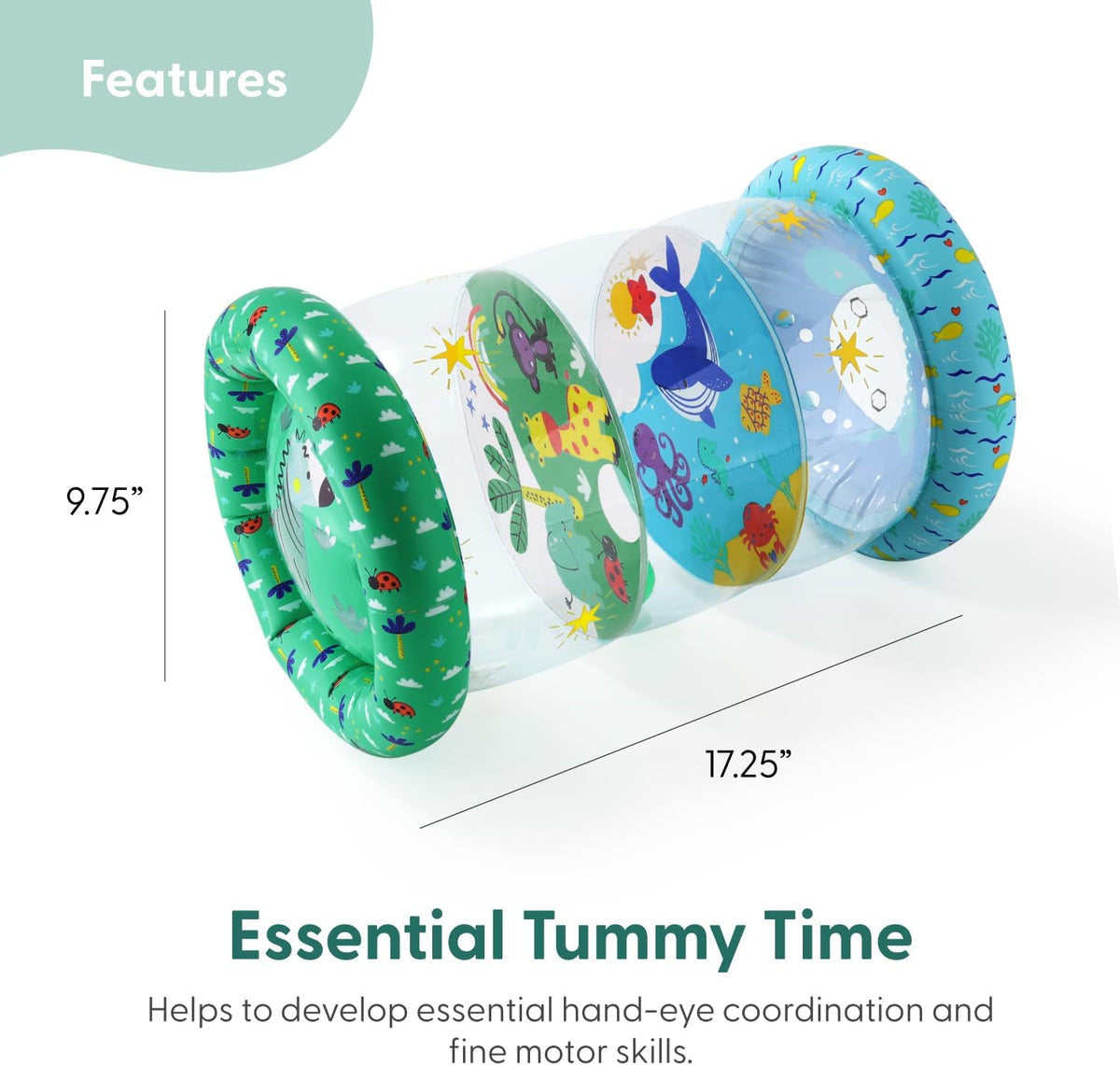 The Peanutshell Inflatable Tummy Time Roller - Crawling Toys for Babies, Soft & Supportive Baby